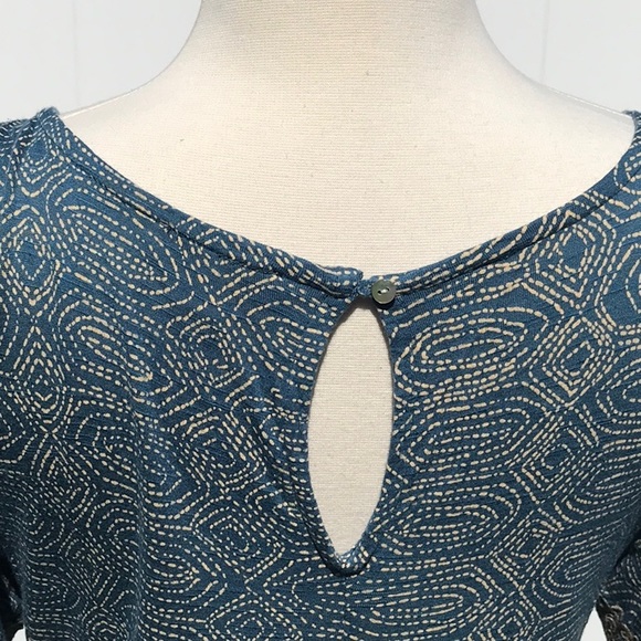 Lucky 🍀 Brand Blue Cold Shoulder Short Sleeve Embroidered Tunic Top Size Medium - Picture 7 of 14